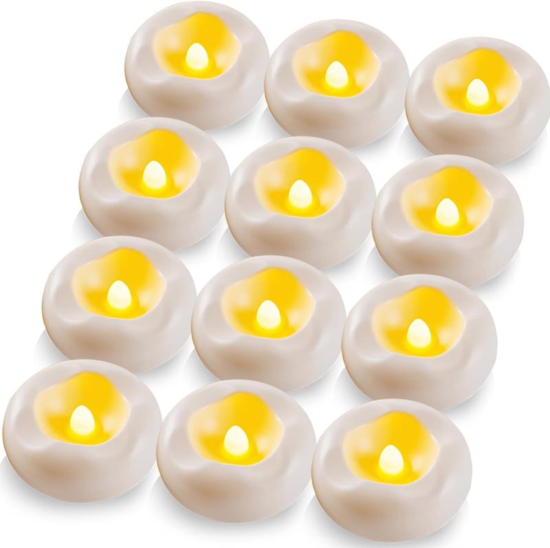 JUMPQI Floating Candles Water-Activated Flameless LED Candle 160+ Hours Waterproof Plastic 2.3" White Battery Operated Candle for Centerpieces Cylinder Vases Table Decorations Wedding Pool Party 12 Packs - Image 1